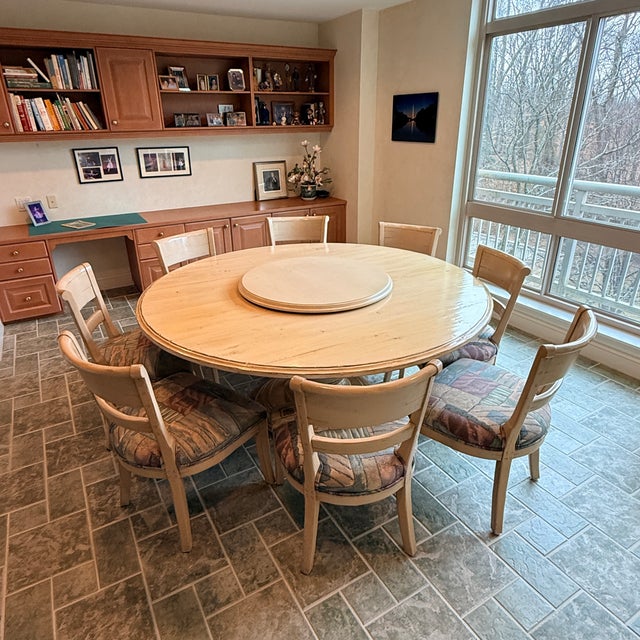 Large Round Kitchen Table With 8 Chairs For Sale - Image 9 of 13