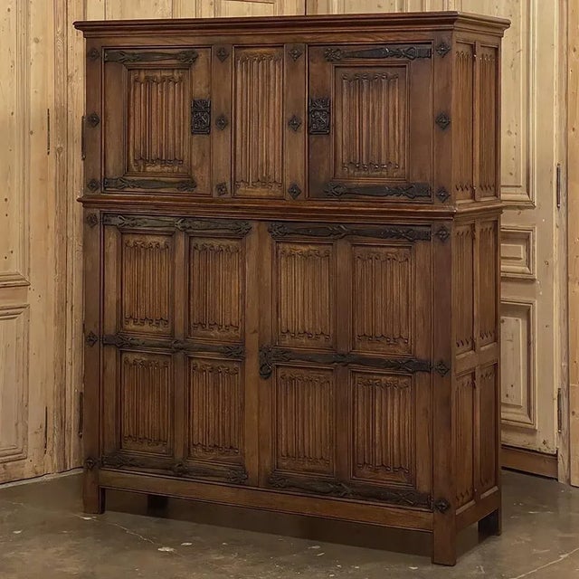 Gothic Antique French Gothic Wardrobe ~ Cabinet For Sale - Image 3 of 13