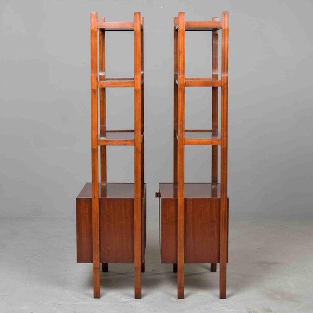 Mid Century Italian Walnut Shelf Cabinets - Pair For Sale - Image 9 of 11