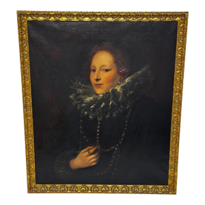 Masterpiece Oil Painting After Anthony Van Dyck Portrait of Marchesa Elena Grimaldi Cattaneo Gilt Framed