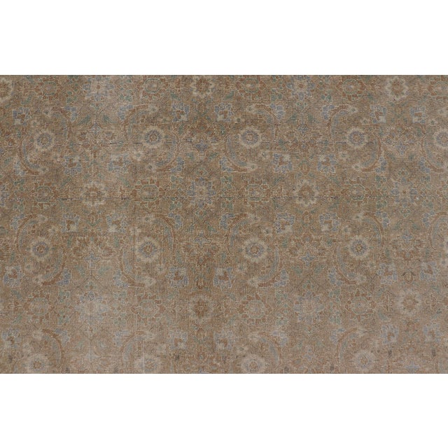 Early 20th Century Antique Persian Tabriz Rug in Wool With All-Over Floral Design in Earth Colors 8'0 X 10'9 For Sale - Image 5 of 13