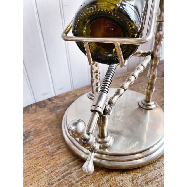 Early 1900s Antique Silver Plated Maxim's De Paris Mechanical Wine Decanter For Sale - Image 4 of 12