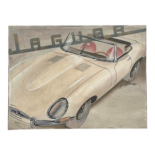 Vintage Boho Original Jaguar Oil Painting on Canvas For Sale