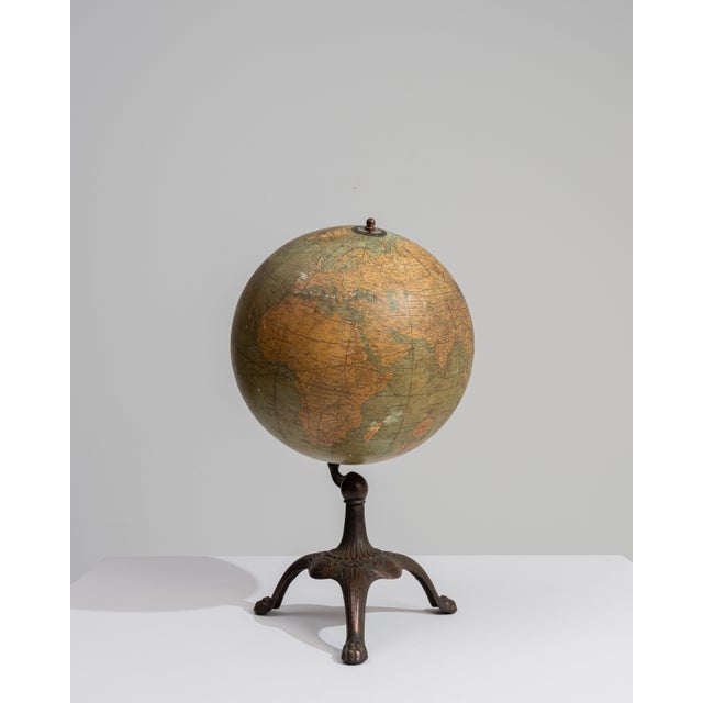 19th Century United States Brown Iron Globe For Sale In Greensboro - Image 6 of 15