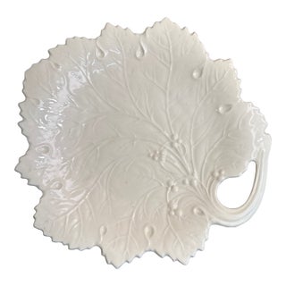 Vintage Leaf Platter Serving Dish Cream Color Perfect Condition For Sale