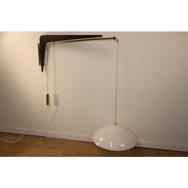 241P Wall Light in Acrylic Glass, Teak, and Brass from Robert Mathieu, 1950s For Sale - Image 9 of 18
