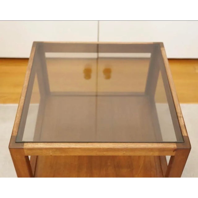 1960s Motivated Seller: 1960s Mid-Century Modern Smoked Glass Walnut Cube Table Attributed to Adrian Pearsall For Sale - Image 5 of 7