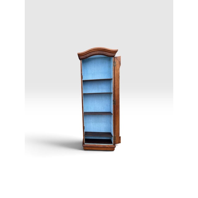 Antique Tall Wood Wall-Hanging Display Cabinet With Arched Wire Mesh Door For Sale In West Palm - Image 6 of 9