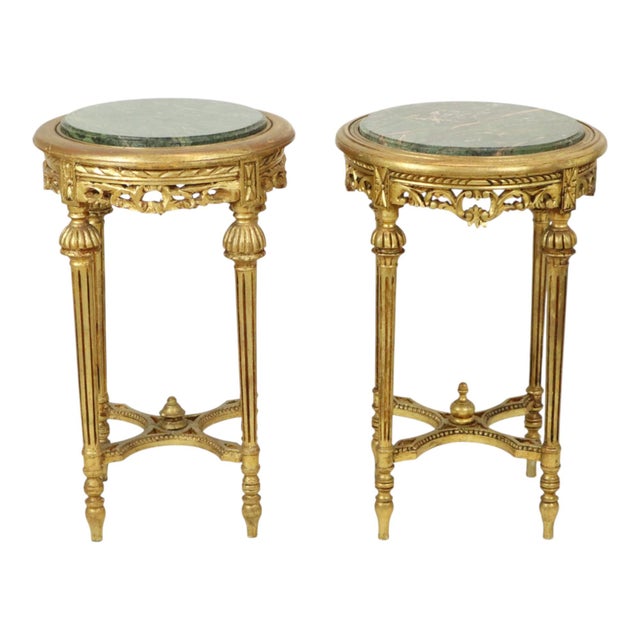 Antique Empire French Side Tables Plant Tables in Marble, 1890s, Set of 2 For Sale - Image 6 of 18