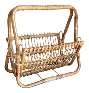Mid Century Italian Franco Albini Rattan Magazine Rack