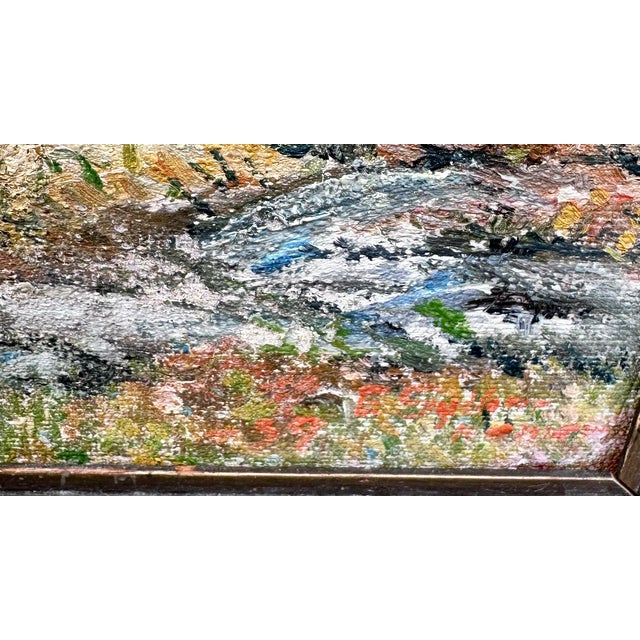 Landscape oil on hardboard impressionist painting by Swedish artist Eric Gyllenhammar, depicting a coastal archipelago...