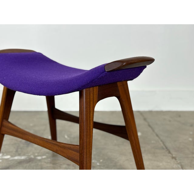 Vintage mid century Scandinavian modern ottoman or footstool by Westnofa Furniture circa 1960s. Solid teak with original...