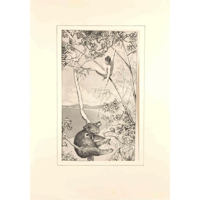 Max Klinger, Bear and Elf from "Intermezzi", Etching, 1881 For Sale