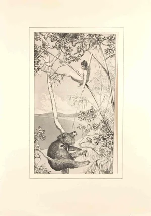 Max Klinger, Bear and Elf from "Intermezzi", Etching, 1881