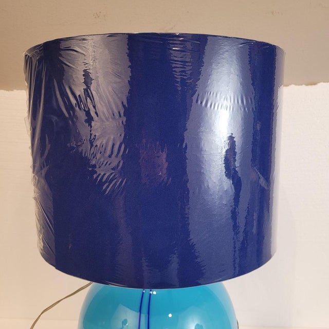 Glass Art Deco Table Lamp in Blue Glass Sphere from Charles Schneider Workshop, France, 1940s For Sale - Image 7 of 18