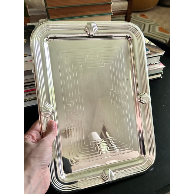 Vintage Towle Silverplate Seashell Art Deco Coastal Tray For Sale - Image 13 of 16