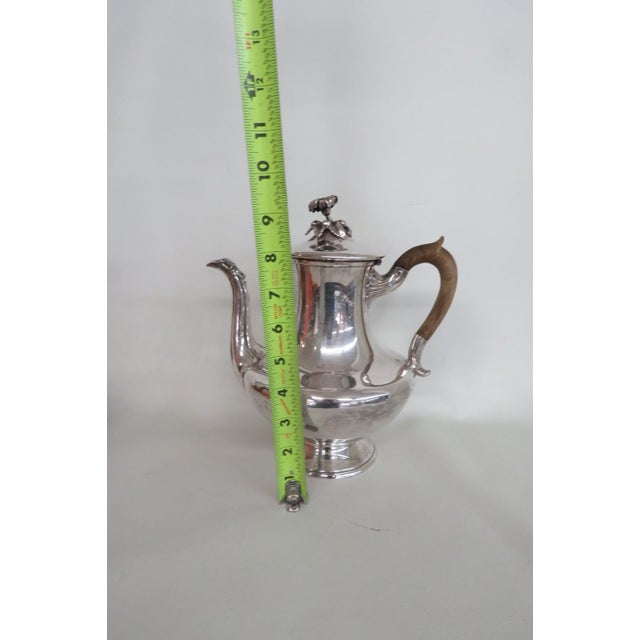 Early 20th Century Silver Plated Swan Neck Tea Coffee Pot Tapered Baluster With Wood Handle For Sale - Image 15 of 16