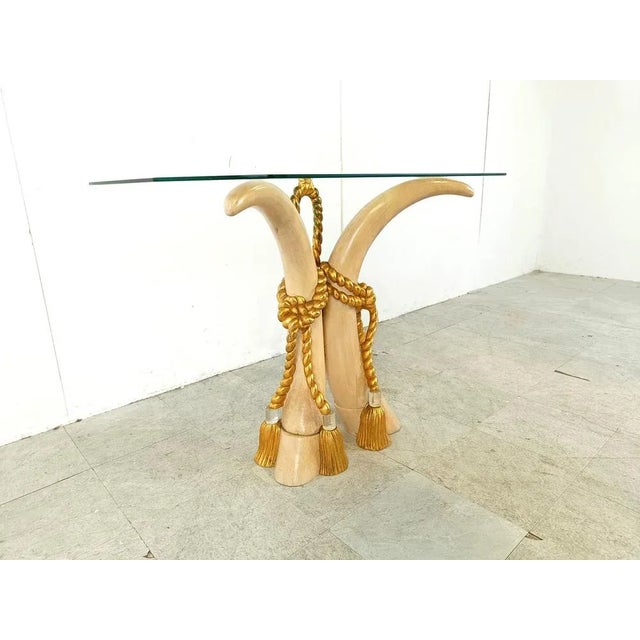 Vintage Faux Tusk Console Table, 1980s For Sale - Image 9 of 12