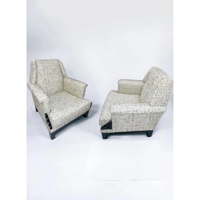 Black Mid-Century Low Chairs (Newly Reupholstered/Pair) For Sale - Image 8 of 10