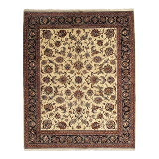 Vintage Hand-Knotted Persian Mashad Rug 7'3" X 9'0" For Sale