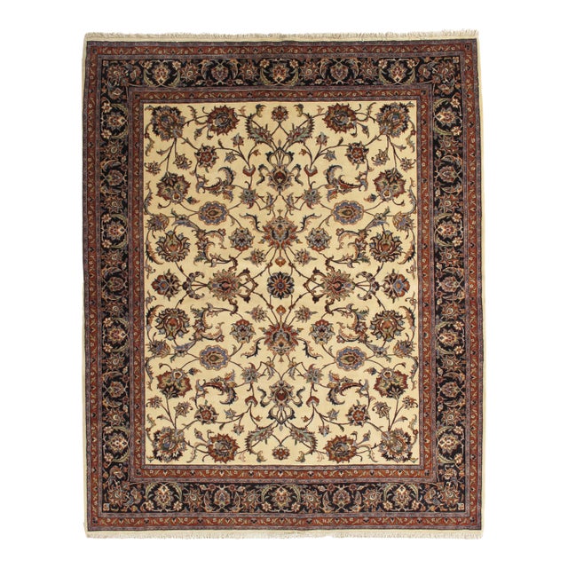 Vintage Hand-Knotted Persian Mashad Rug 7'3" X 9'0" For Sale