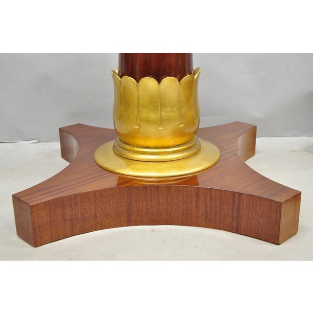 Late 20th Century Vintage French Regency Style Mahogany & Gold Gilt Plume Table Pedestal Base (A) For Sale - Image 5 of 16