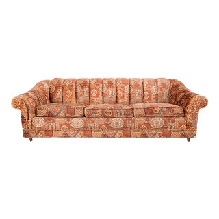 Vintage 1978 Schweiger Velvet Paisley Print Sleeper Sofa For Sale