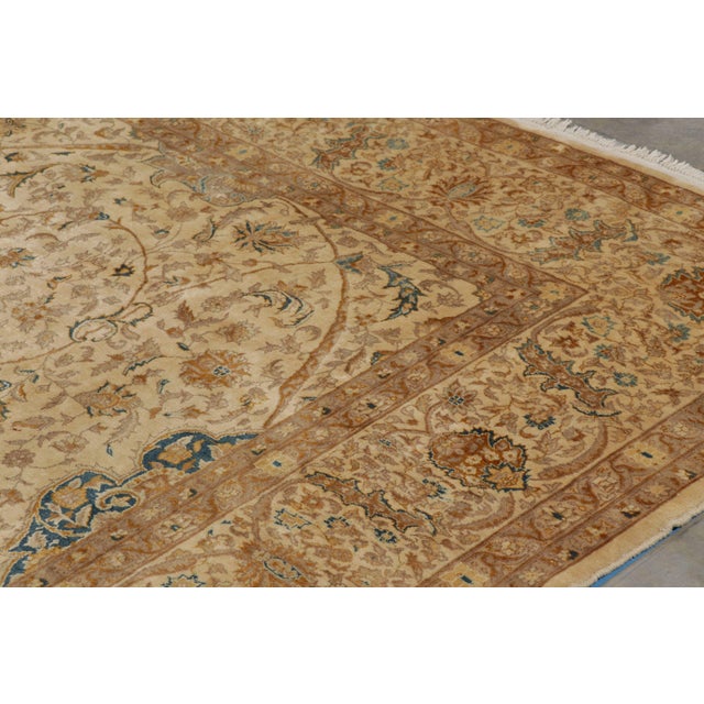 1920s Antique Tabriz Rug in Beige-Brown With Floral Patterns | Rug & Kilim For Sale - Image 5 of 9
