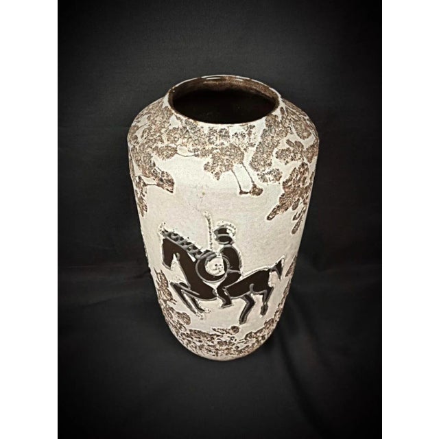 Ceramic Vintage West Kéramik Grand Vase With Knight Decoration, West Germany For Sale - Image 7 of 10