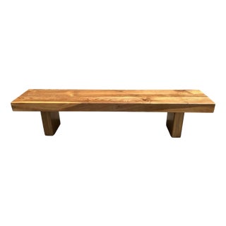 Modern Organic Sculptural Teak Wood Bench For Sale
