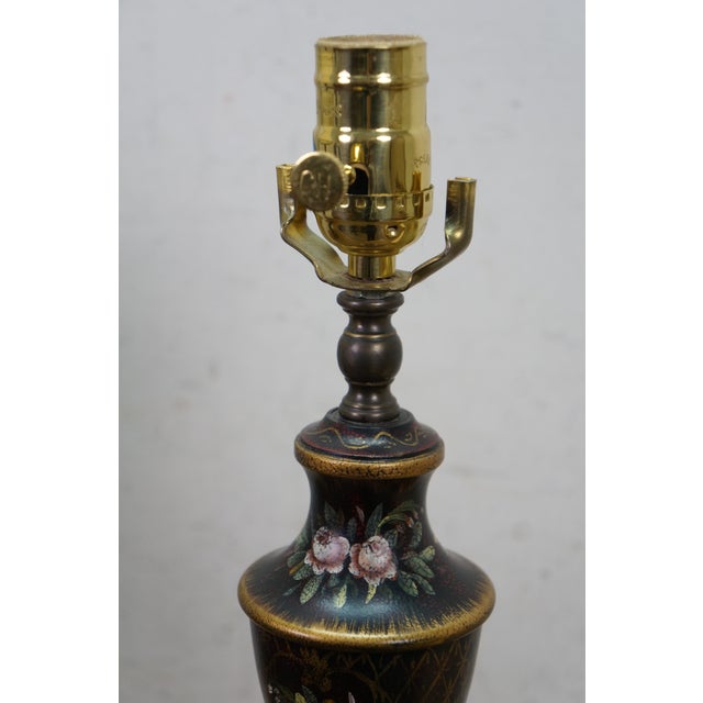 Late 20th Century Late 20th Century Chelsea House Neoclassical Black Tole Painted Trophy Urn Table Lamps 32" - a Pair For Sale - Image 5 of 16