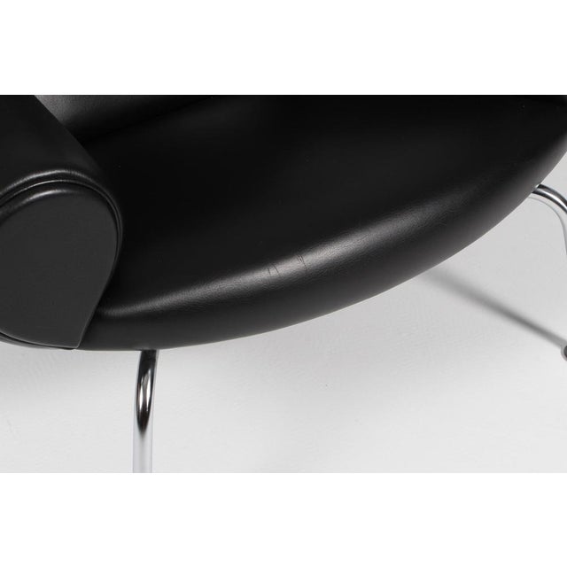 Metal Vintage Ox Chair in Black Leather by Hans J. Wegner, 2010s For Sale - Image 7 of 11