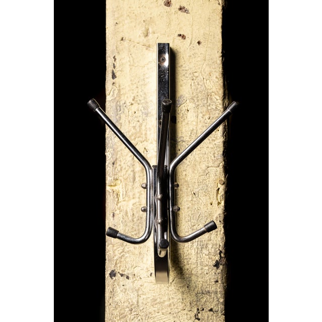 1950s 1950s Vintage Chrome Tube Wall Mount Coat Rack For Sale - Image 5 of 6