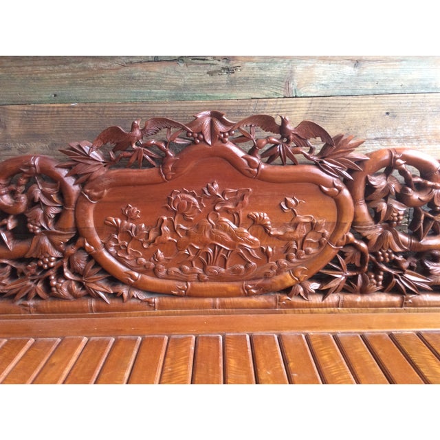 Vietnamese Hand Carved Wood Chaise Lounge Chairish
