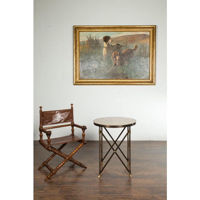 Mid 20th Century Italian Midcentury Bronze Side Table with Variegated Marble Top and Paw Feet For Sale - Image 5 of 12