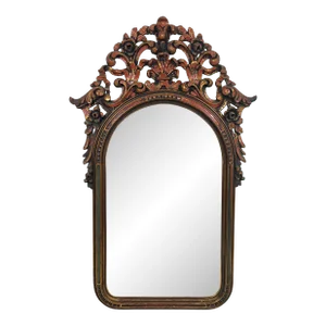 Antique Baroque Italian Red & Gold Giltwood Carved Wall MIrror