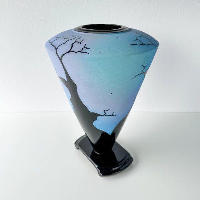1990s Postmodern Lynne Rachel Goldstein Lightening Glazed Vase For Sale - Image 5 of 12