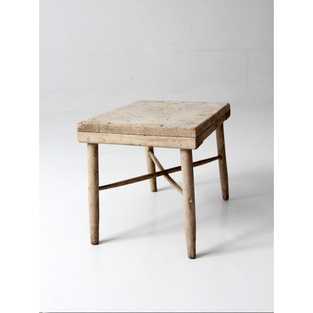 Antique Primitive Painted Wood Farmhouse Stool For Sale - Image 11 of 17