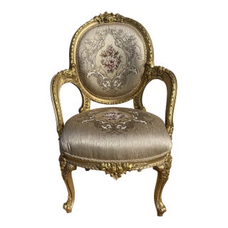 Elegant Gold Leaf Empire Style Gold Leaf Armchair/Setee For Sale