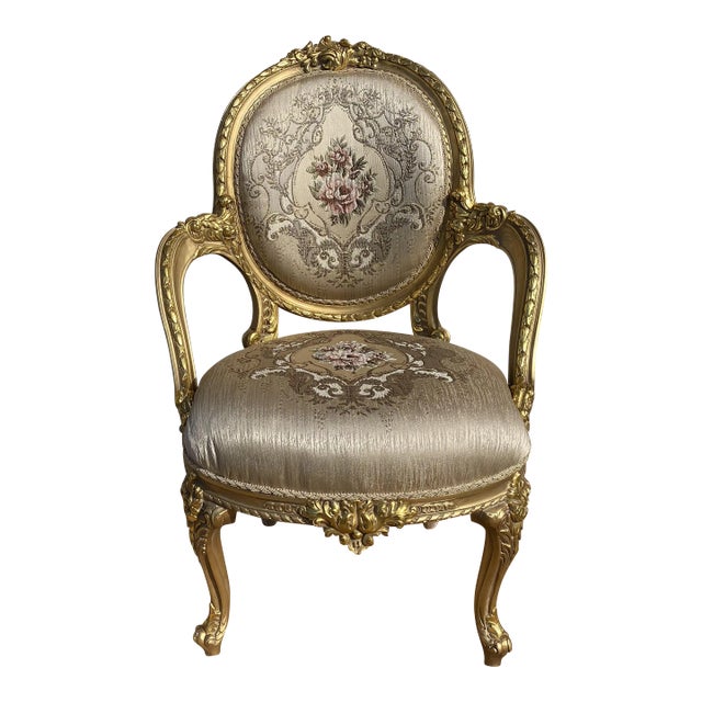 Elegant Gold Leaf Empire Style Gold Leaf Armchair/Setee For Sale