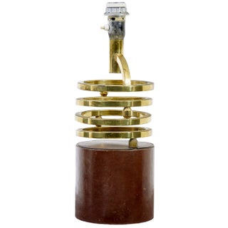 Mid-Century Brass and Leather Oscillating Table Lamp, 1960 For Sale