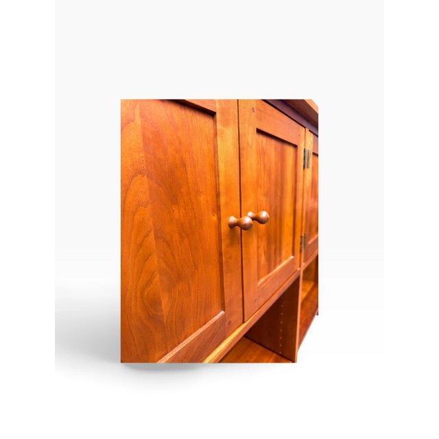 Late 20th Century Solid Cherry Sideboard Console Table | Stickley Style | Four Doors With Open Lower Shelf For Sale - Image 11 of 12