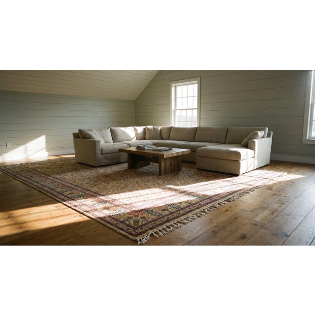 Beige 1910s Beige Floral Vase Antique n.w. Persian Tabriz Rug 10'3" X 14' Handknotted Wool Carpet For Sale - Image 8 of 9