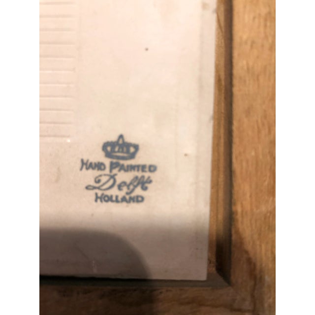 19th Century Delft Hand Painted Holland Tile With the Flute Player in Wood Frame For Sale - Image 12 of 12