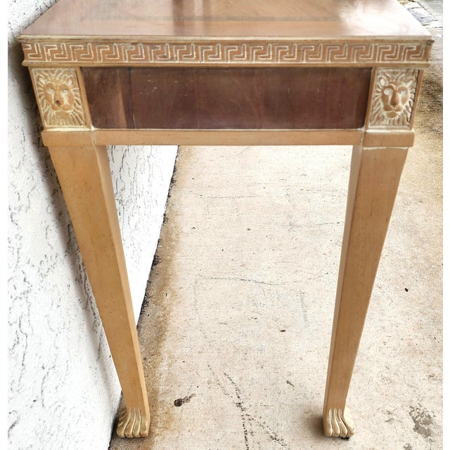 Italian Neoclassical Console Table Lion Heads Greek Key Vintage For Sale - Image 11 of 14