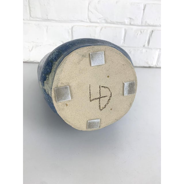 Sculptural Blue Glazed Ceramic Vase by Dale, Denmark, 1970s For Sale - Image 10 of 12