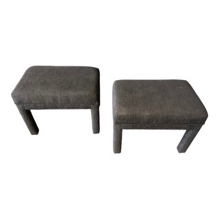 Parsons Style Upholstered Stools Ottomans - a Pair For Sale