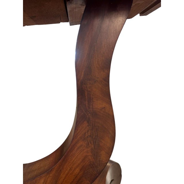 Early 20th Century Lexington Regency Style Console Table With Lyre Base in Cherry For Sale - Image 5 of 12