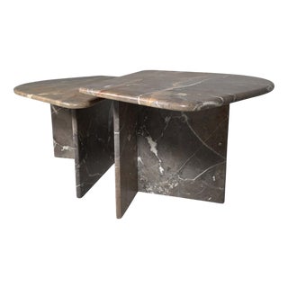 Italian Sculptural Breccia Marble Coffee Tables, 1970s, Set of 2 For Sale