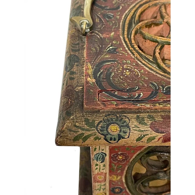 Dutch Hindeloopen Square Footstove, 1837 For Sale - Image 3 of 12